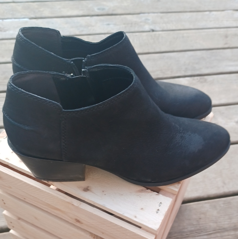 Black real leather booties size 8